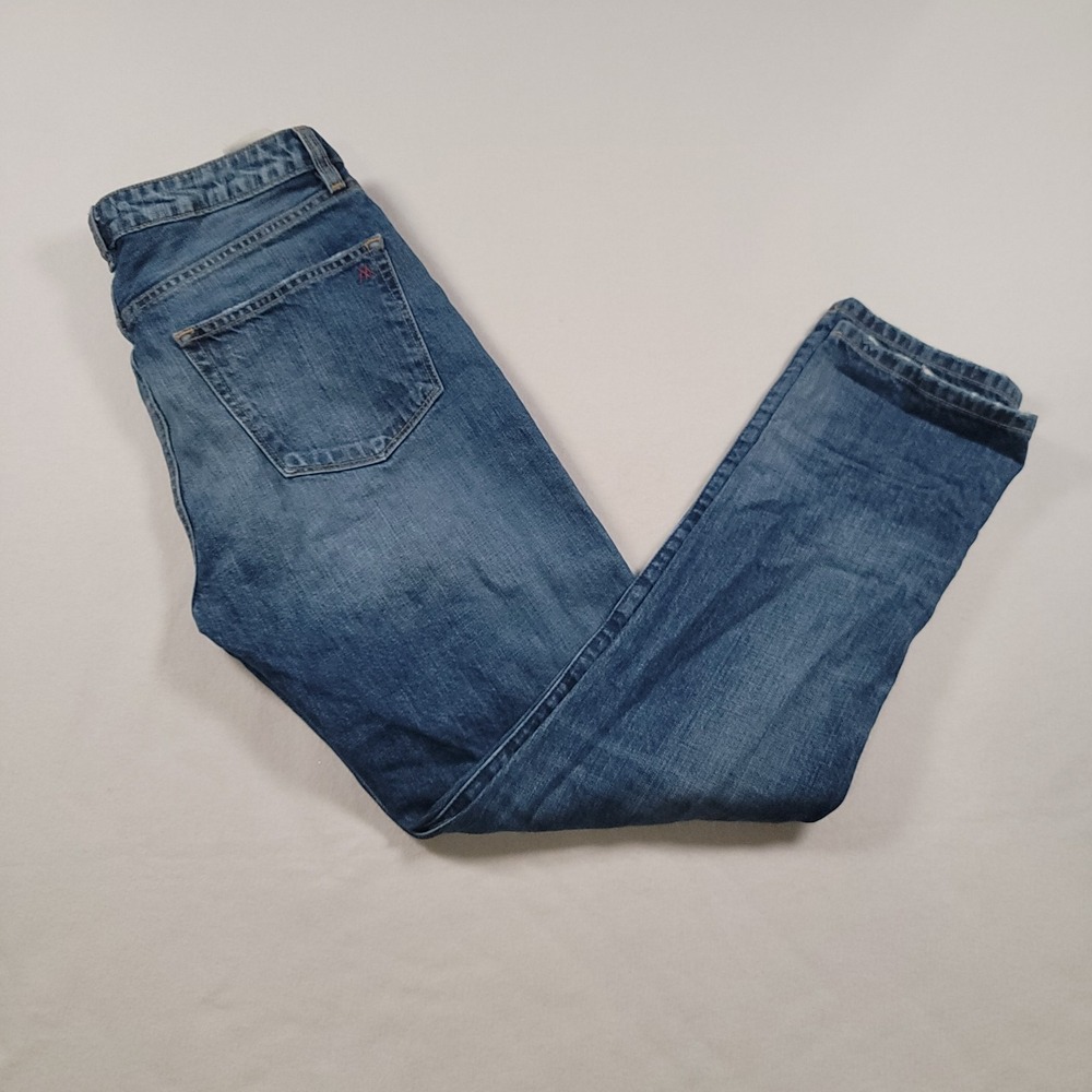 MM Vintage Women Boyfriend Jeans 27 Distressed Blue‎ Denim Cotton